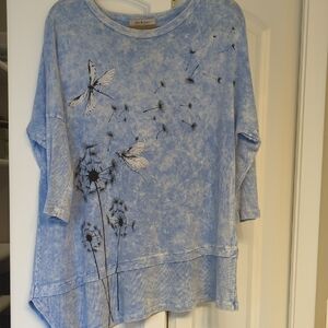 Black and Blue Relaxed 3/4 Sleeve Tunic